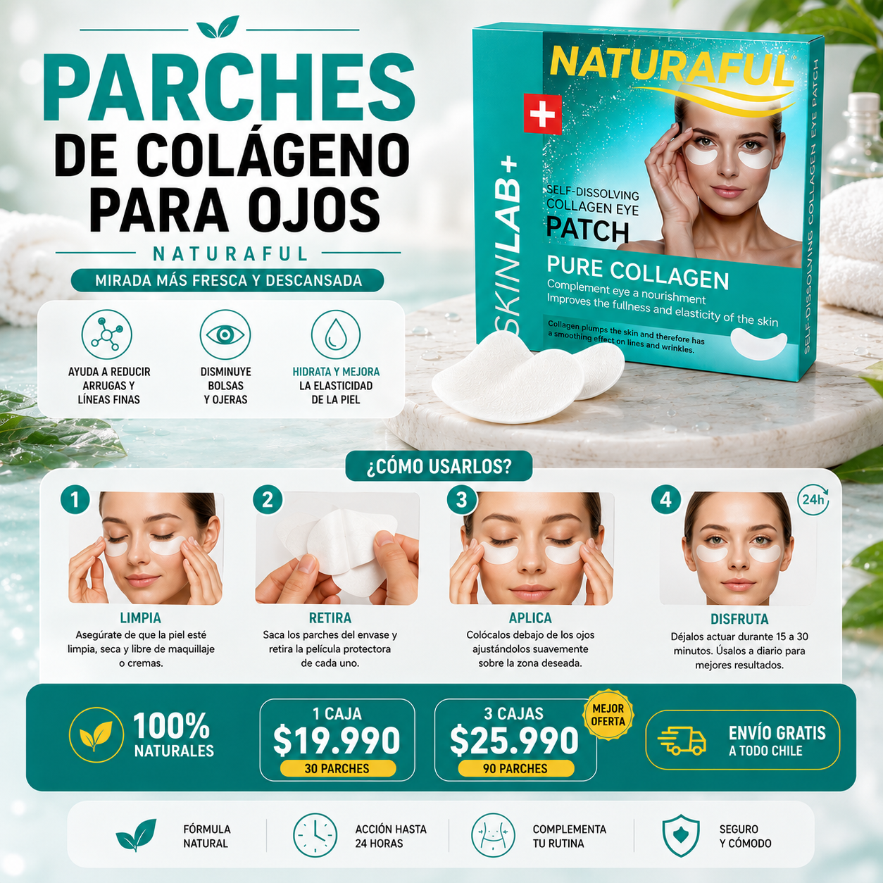 Naturaful® Pack 3 Cajas de Parches de Colageno