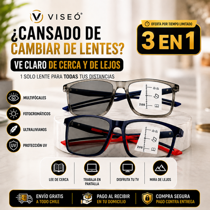VISEÓ® Gafas Multifocales Fotocromáticas 3en1
