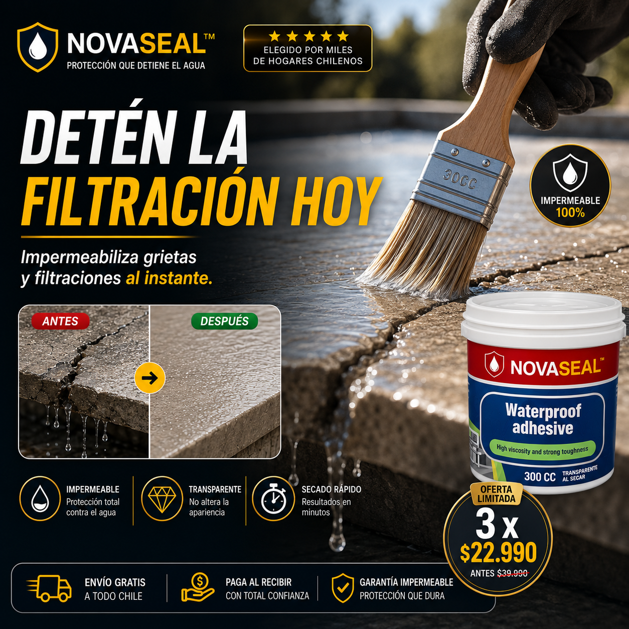 NOVASEAL™ Pack 3 Protección que detiene el agua