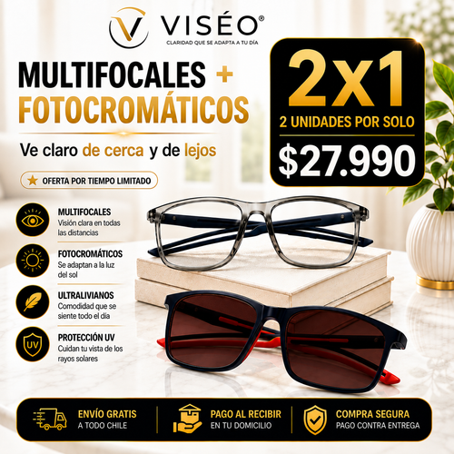2x1🔥VISÉO® Claridad Que Se Adapta A Au Dia - Gafas Multifocales Fotocromáticas