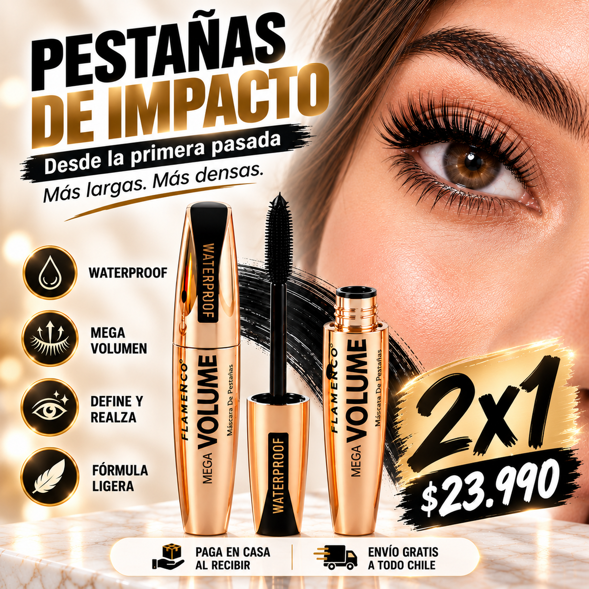 2x1💜 Flamenco® Máscara de Mega Volumen Waterproof